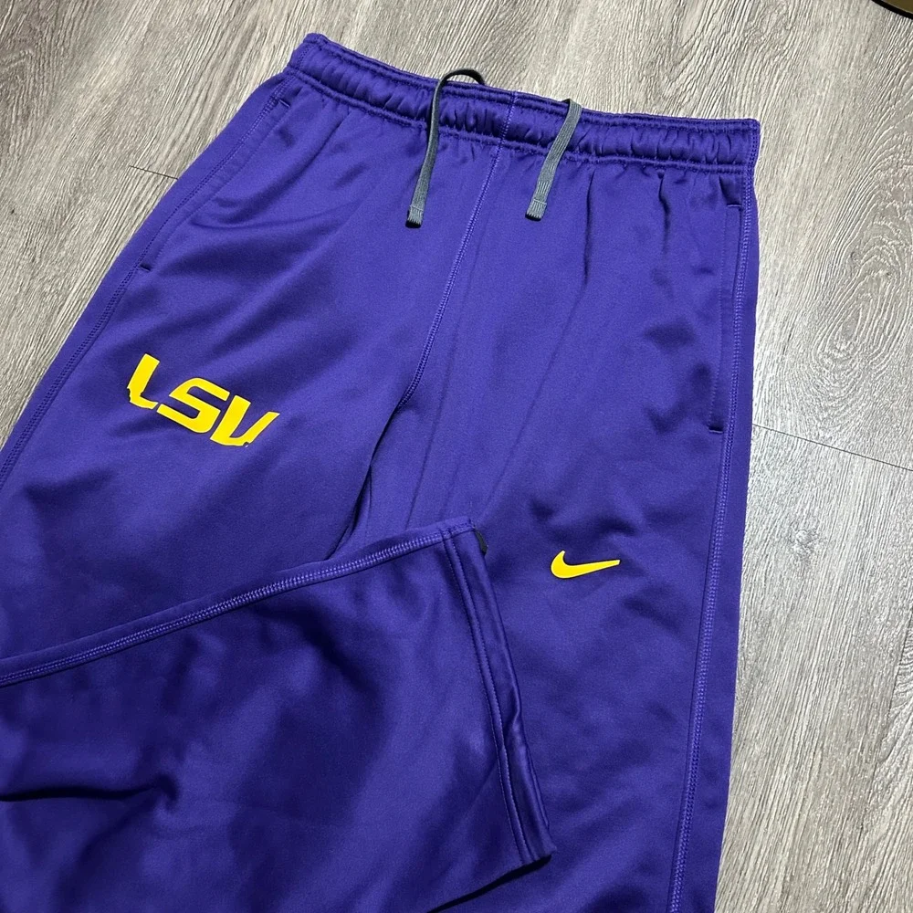 Nike LSU Sweatpants Large Purple Therma-FIT Tigers Fleece‎ Pants 32